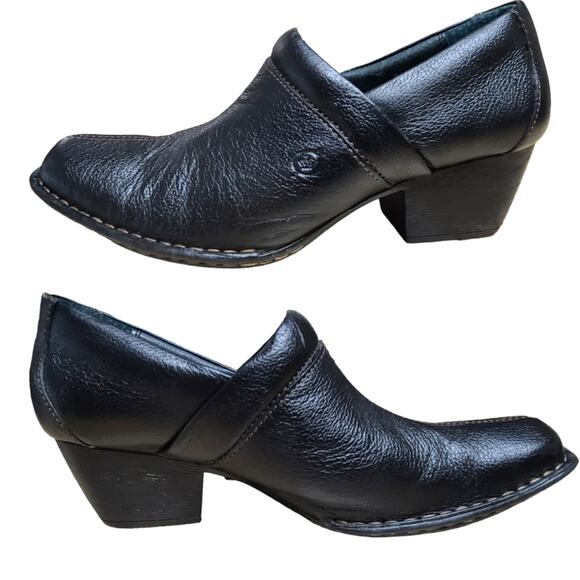 Born Black Pebble Leather Women's Mules Shoes Clogs Size 41.5 US 9 - Picture 1 of 5